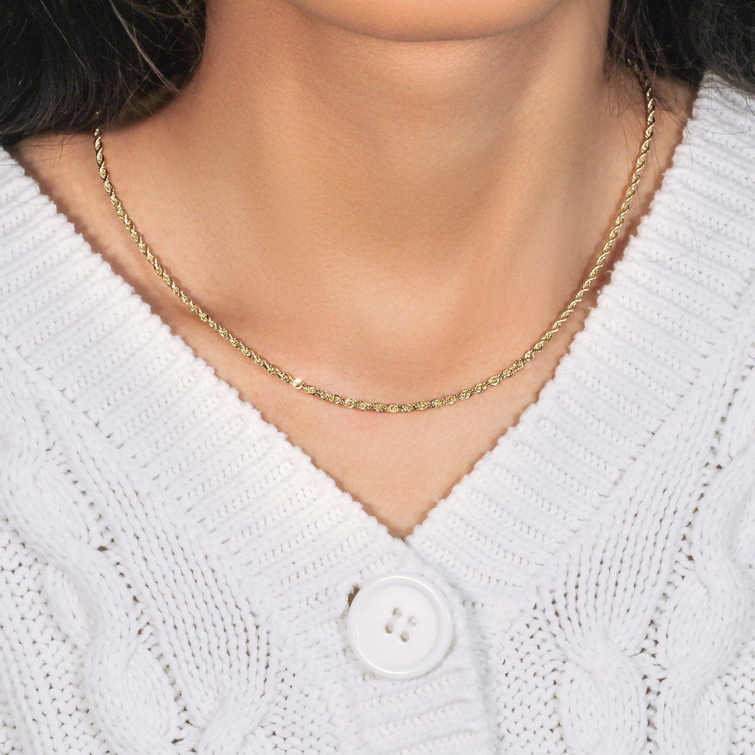 14k Yellow Gold Solid Diamond Cut Rope Chain (2.50 mm)
