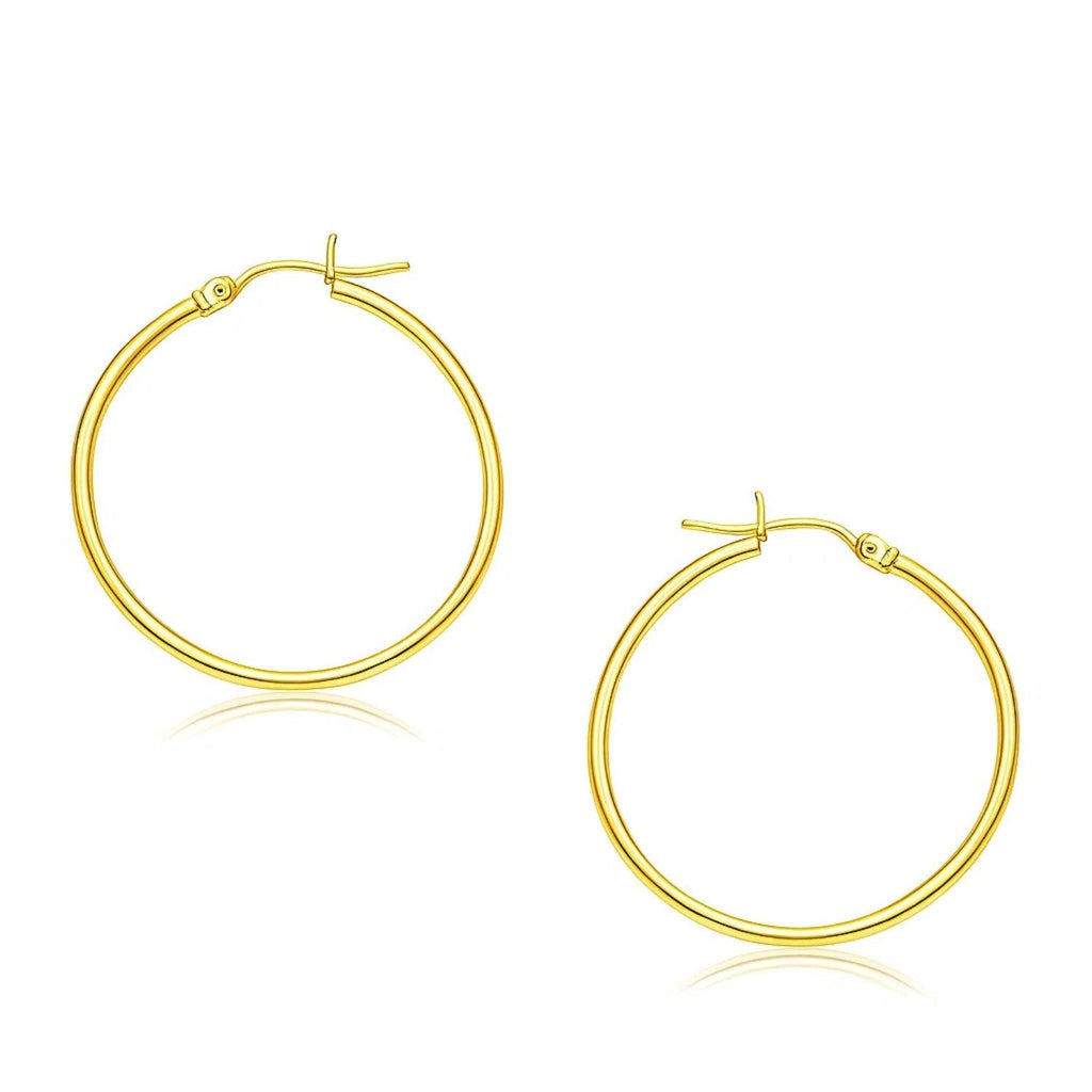 14k Yellow Gold Polished Hoop Earrings (2x30mm)