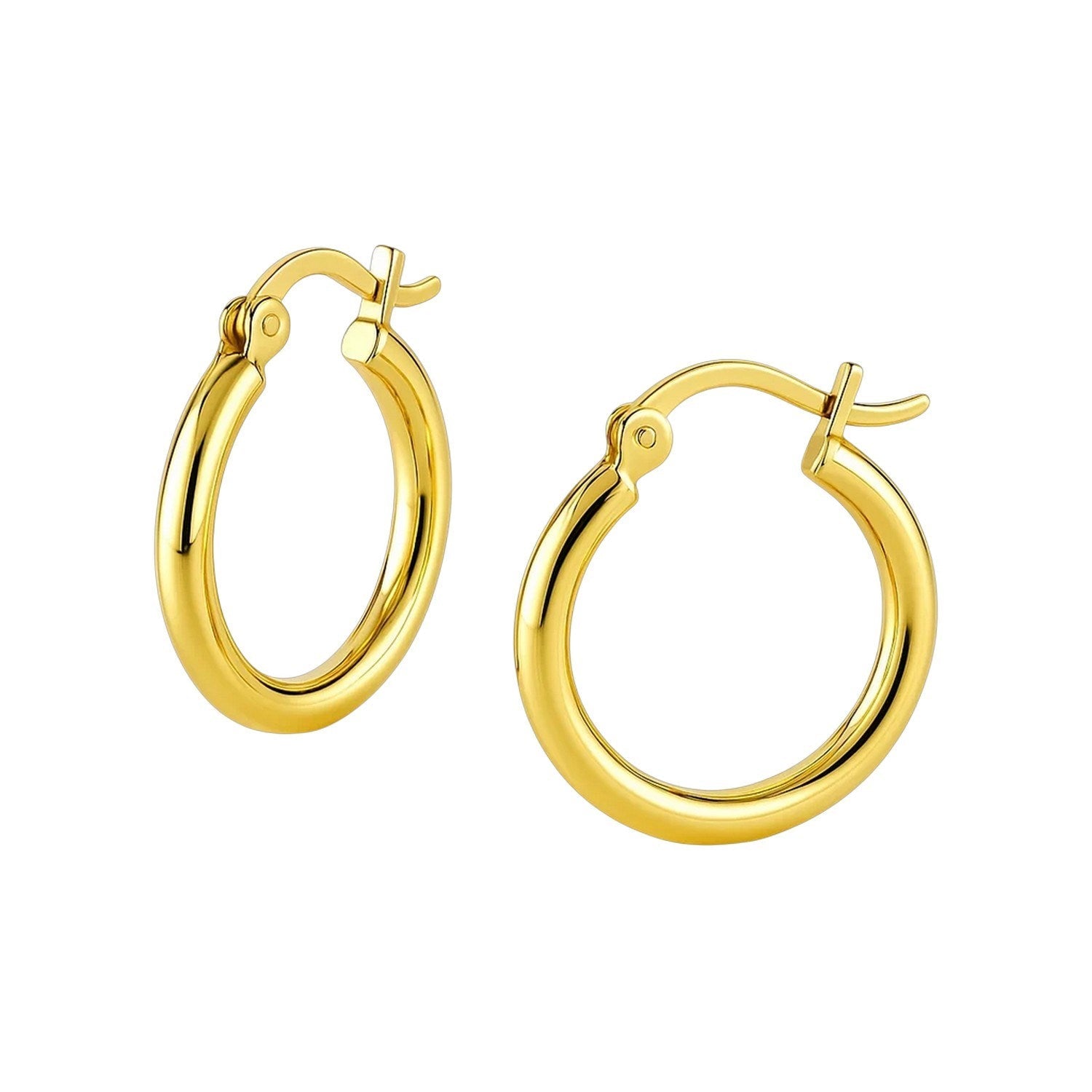 14k Yellow Gold Polished Hoop Earrings (2x15mm)