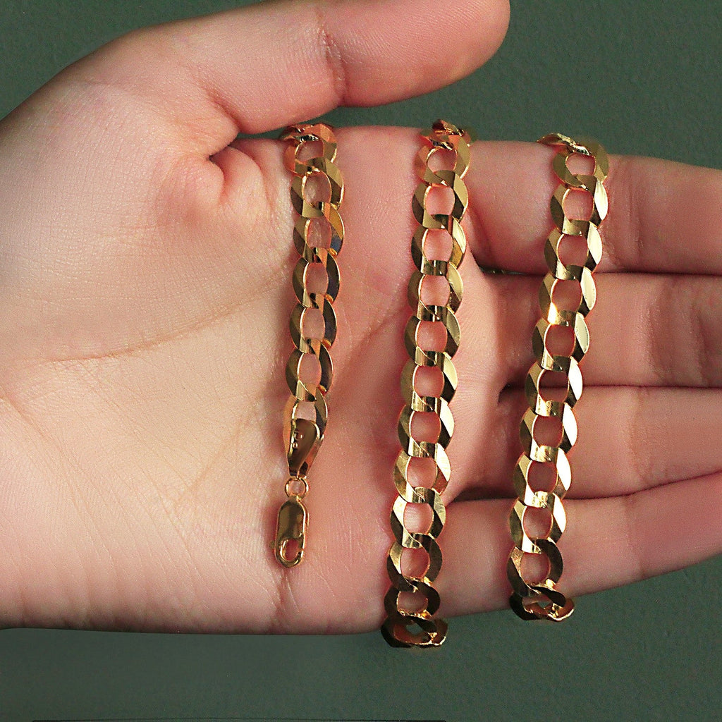 14k Yellow Gold Solid Curb Chain (8.20 mm)