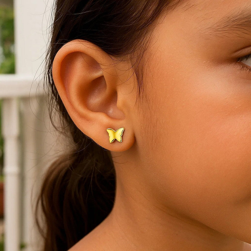 14k Yellow Gold Polished Butterfly Earrings