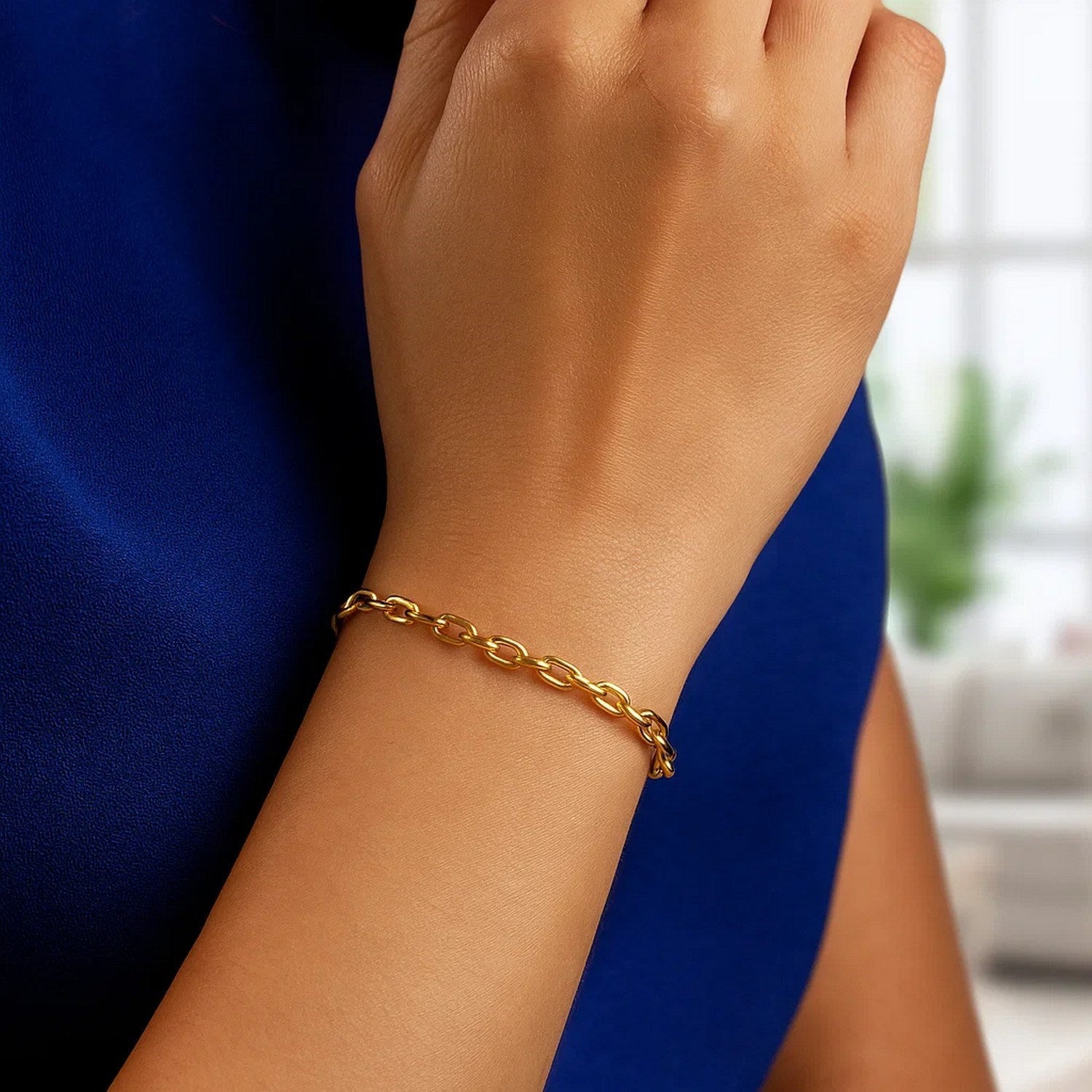 14k Yellow Gold French Cable Chain Bracelet  (2.50 mm)
