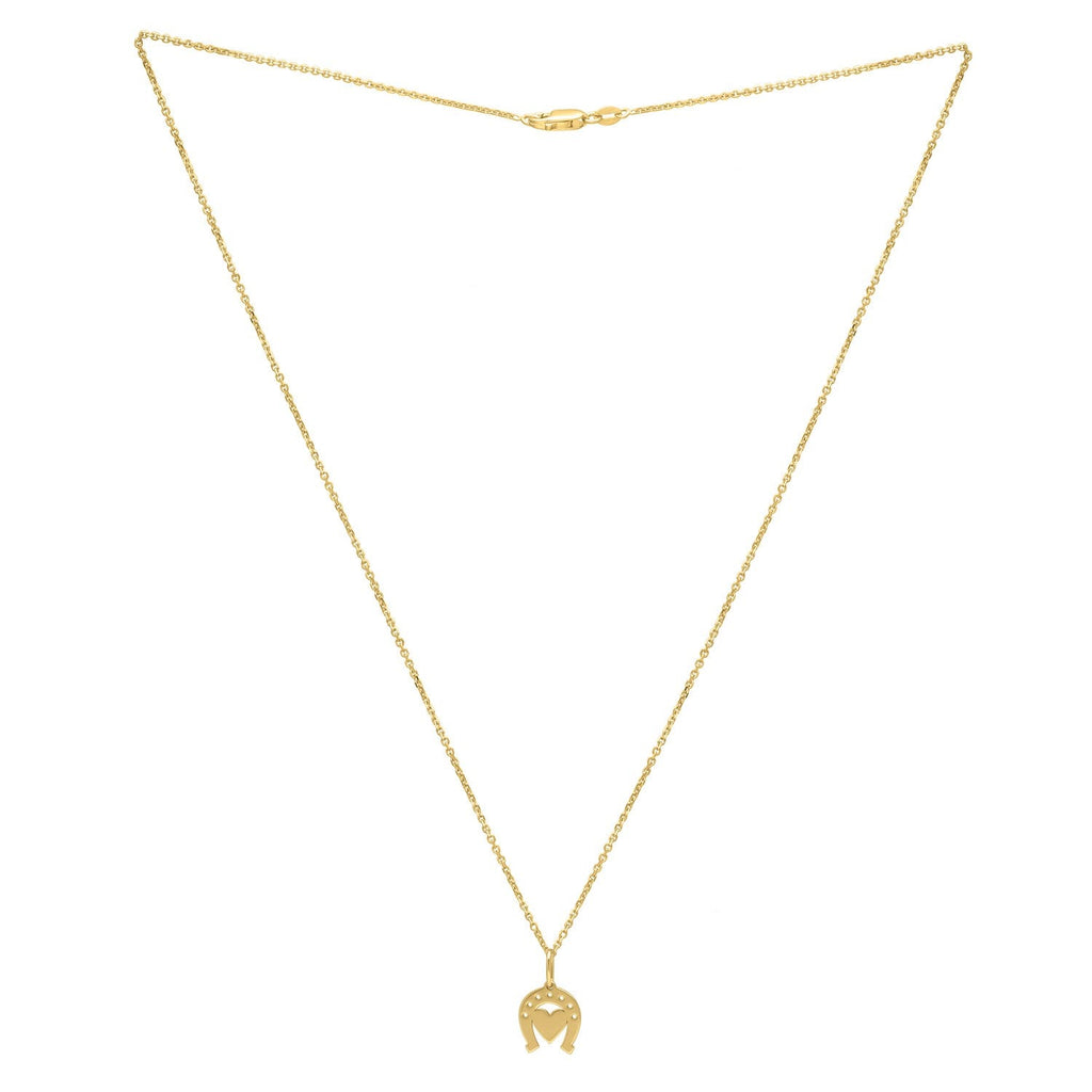 Heart and Horse Necklace in 14K Yellow Gold