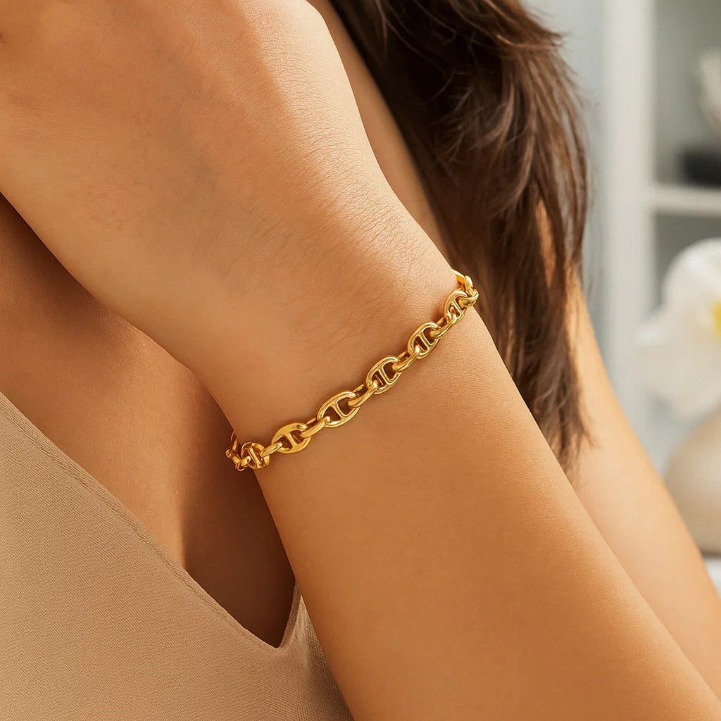 14k Yellow Gold High Polish Mariner Link Bracelet  (5.40 mm)