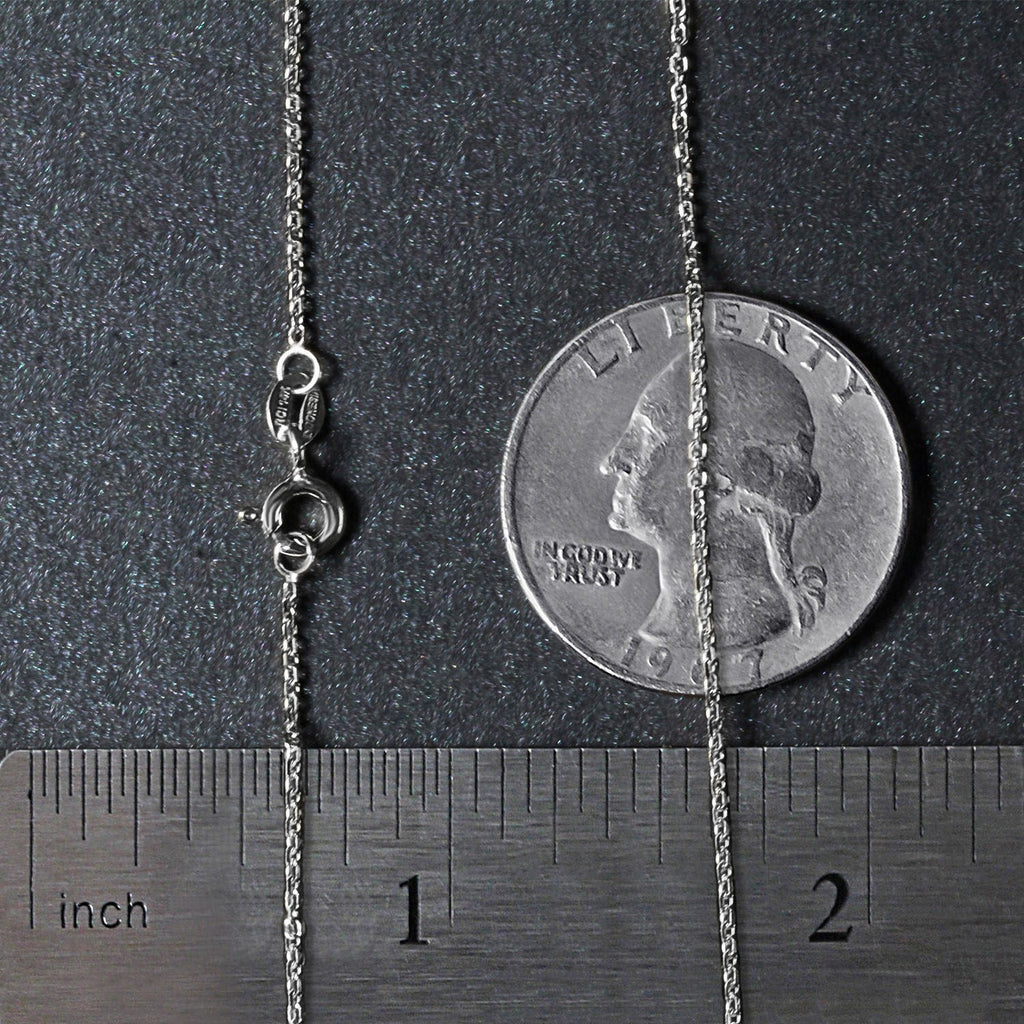 18k White Gold Diamond Cut Cable Link Chain (1.10 mm)