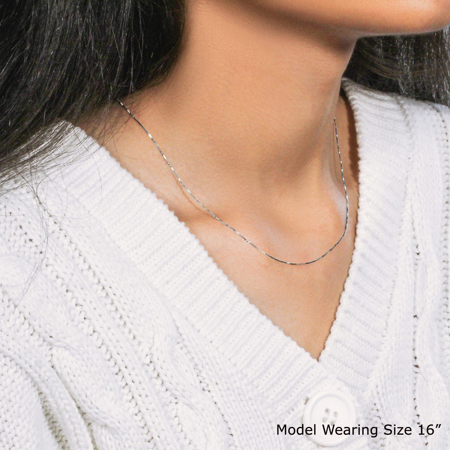 14k White Gold Classic Box Chain (0.45 mm)