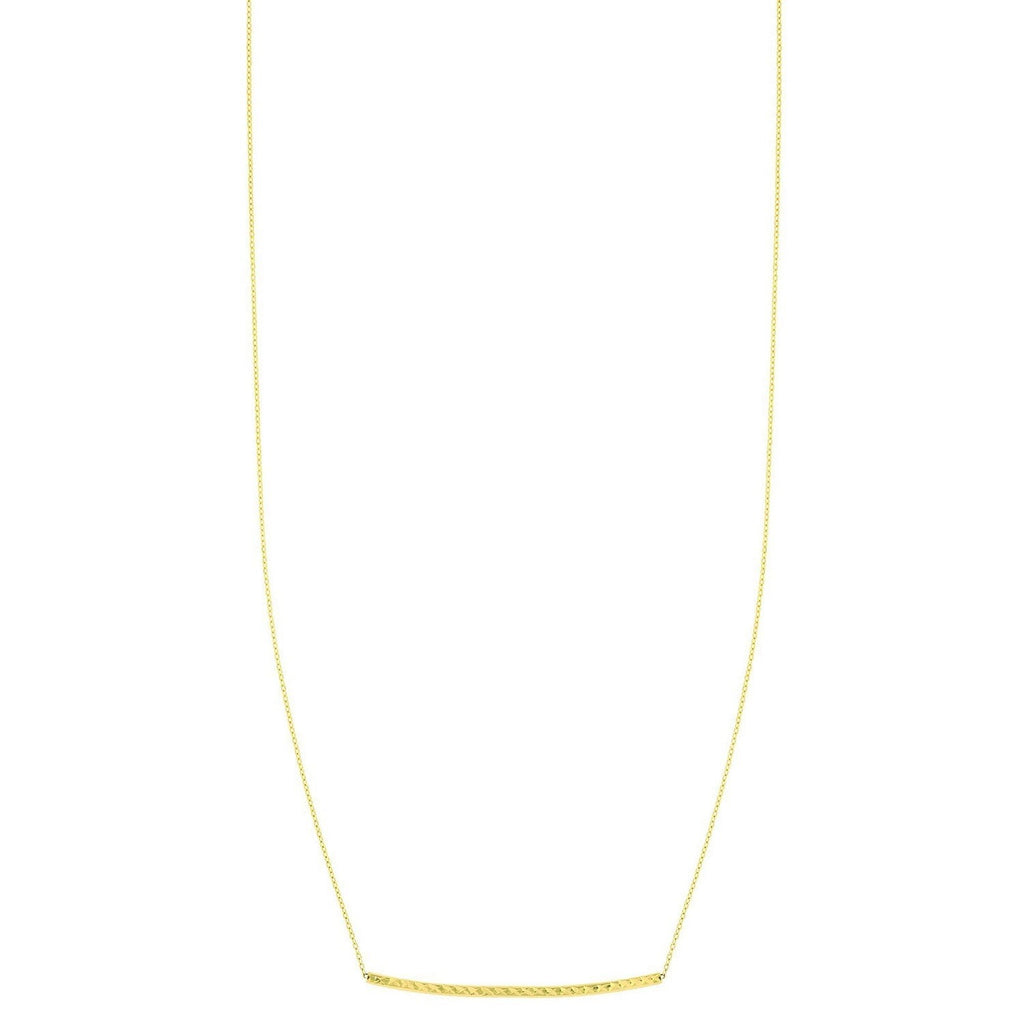 14k Yellow Gold Thin Textured Bar Necklace