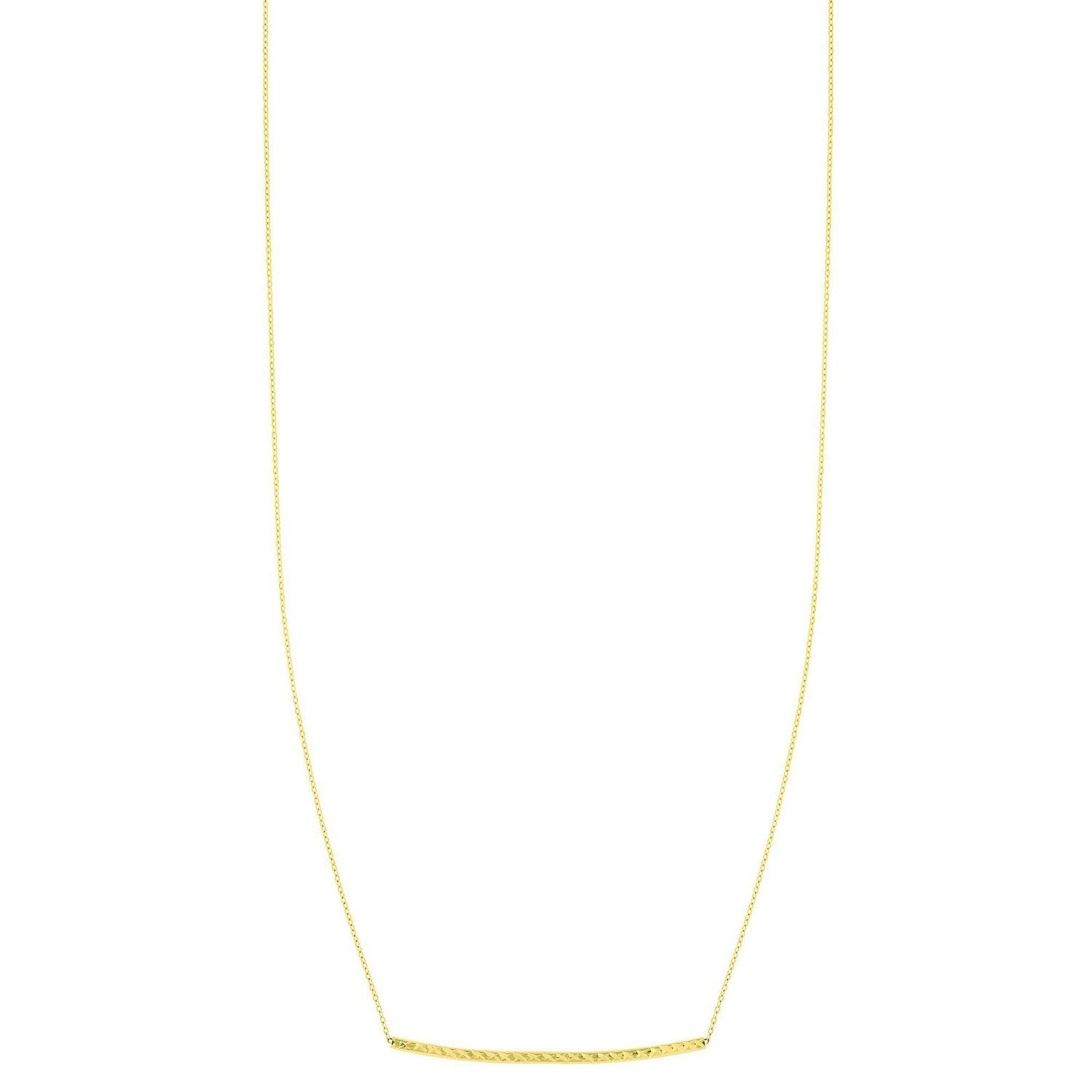 14k Yellow Gold Thin Textured Bar Necklace