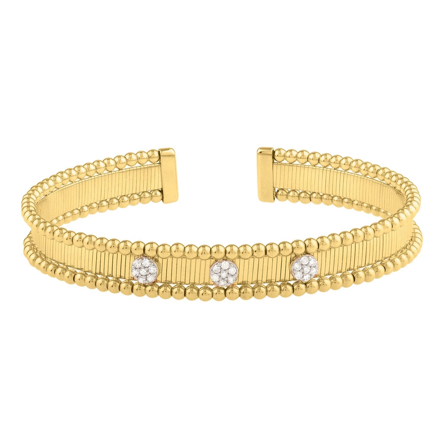Two Toned Pallina Cuff Bangle in 14K Gold (9.00 mm)