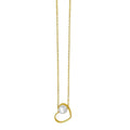 Open Heart and Pearl Necklace in 14K Yellow Gold