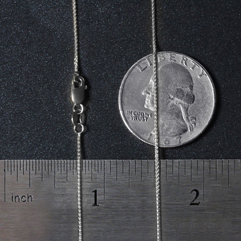 14k White Gold Round Wheat Chain (0.80 mm)