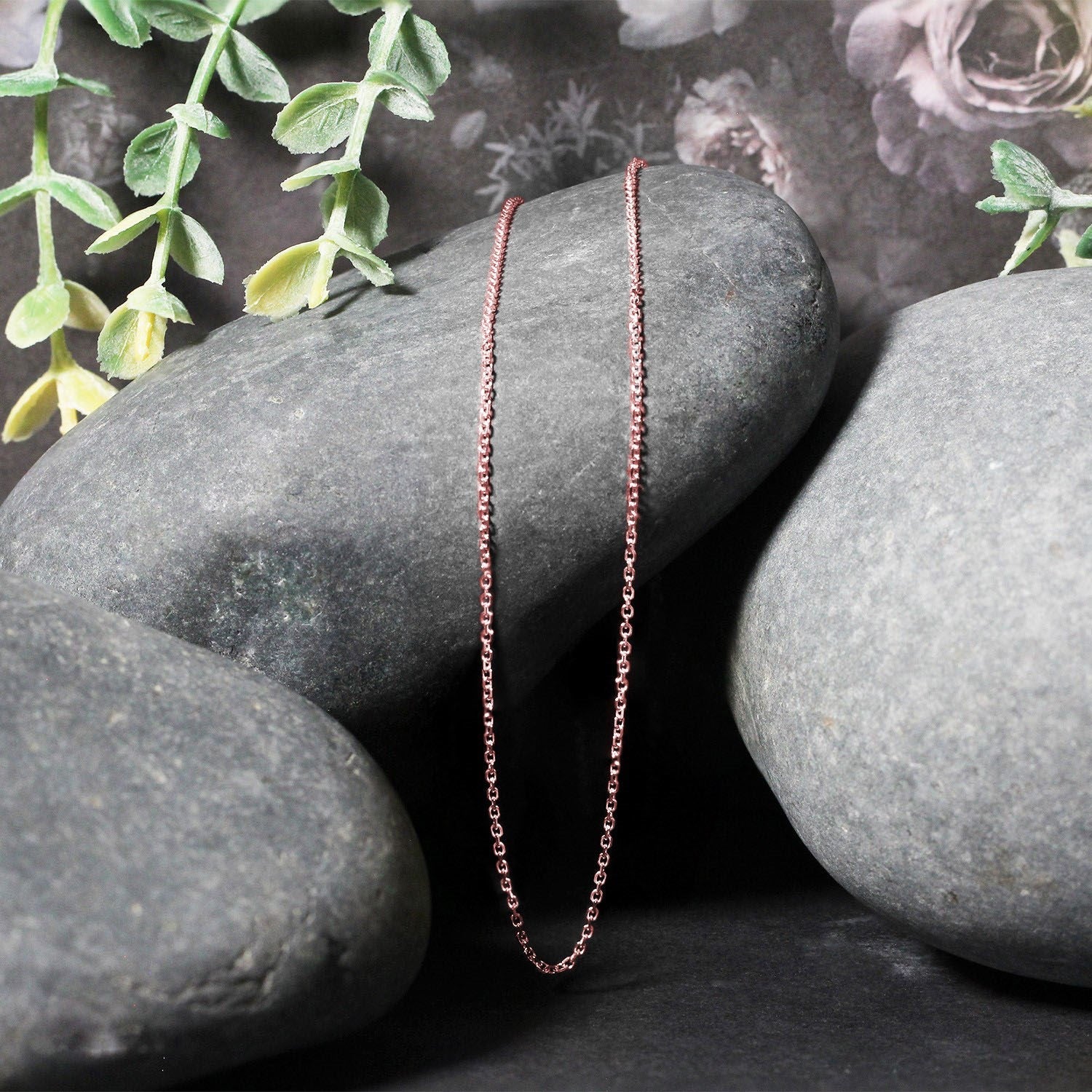 18k Rose Gold Diamond Cut Cable Link Chain (1.10 mm)