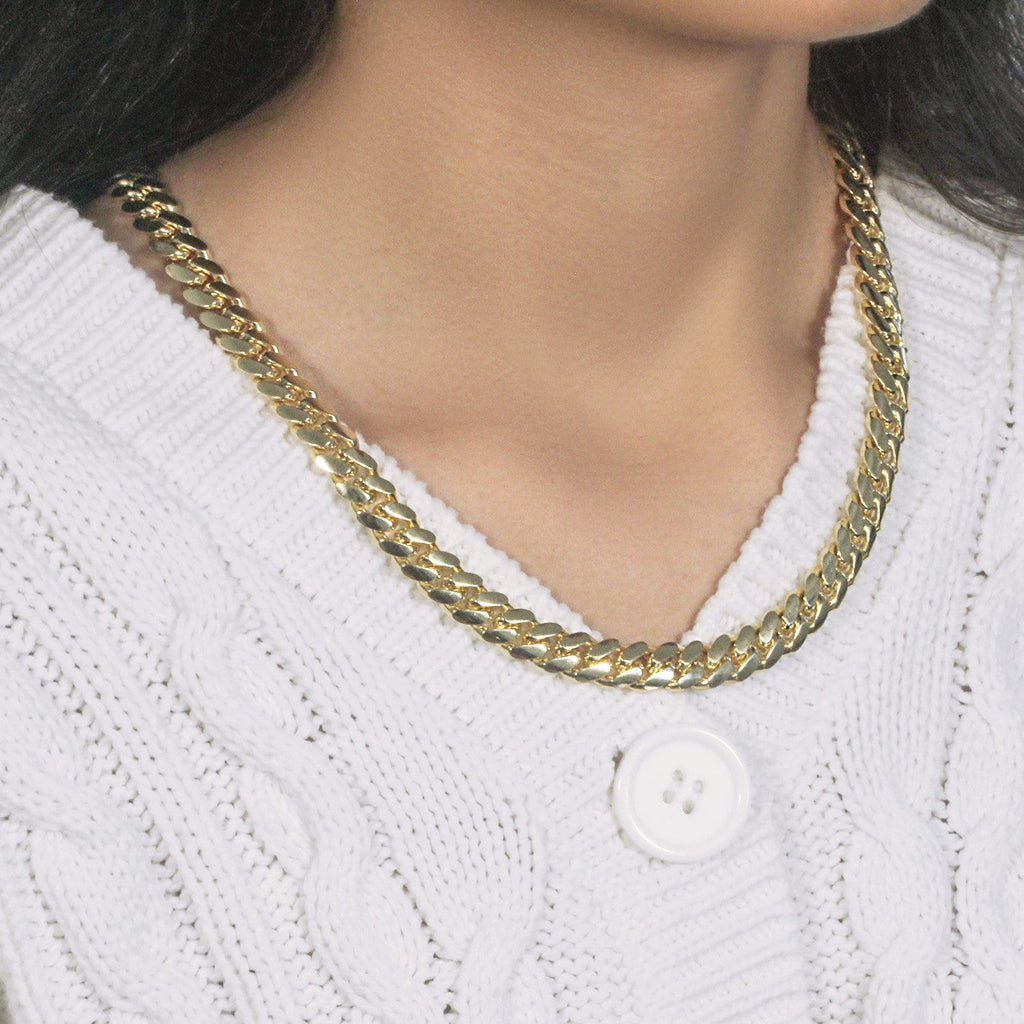 14k Yellow Gold Classic Miami Cuban Solid Chain (9.20 mm)