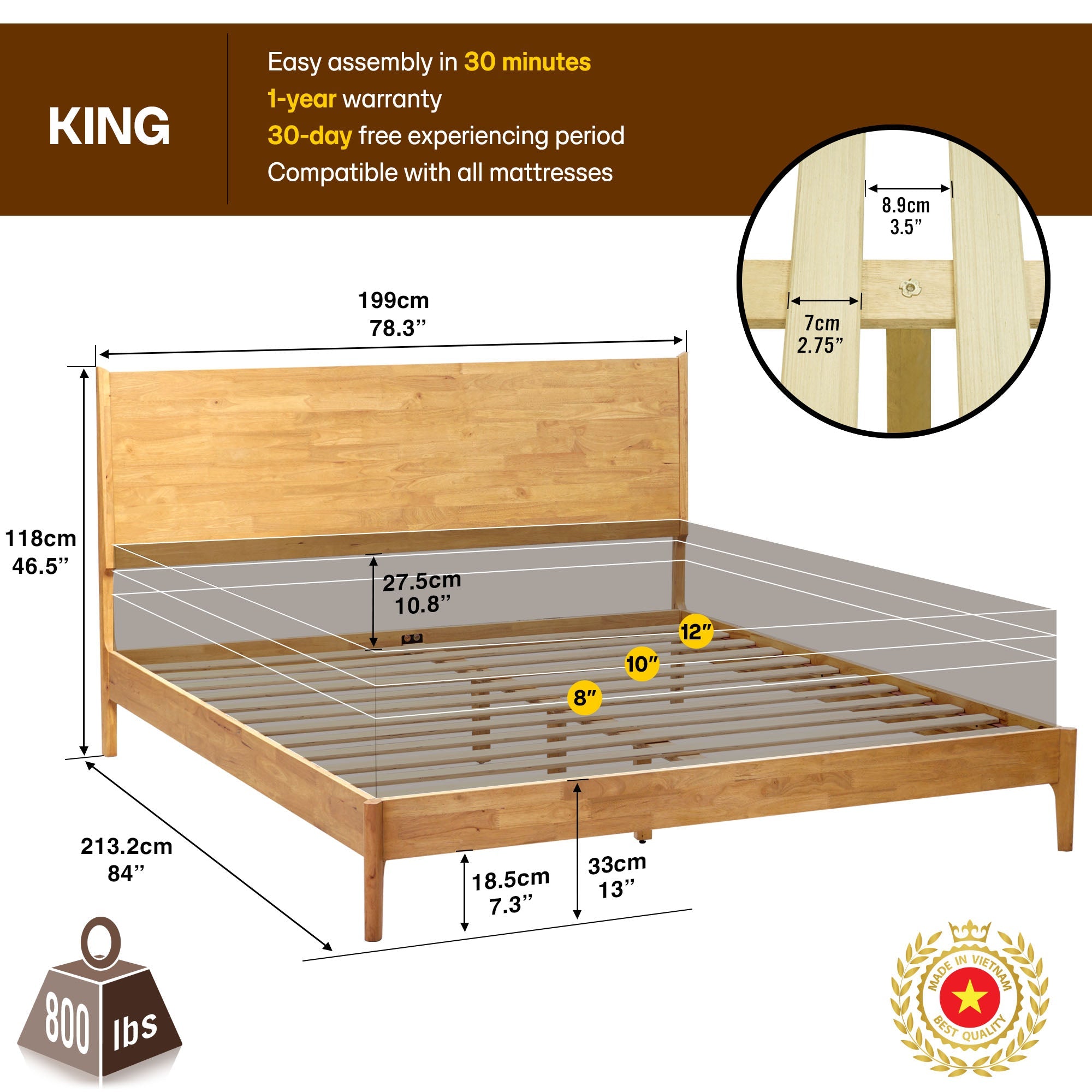 Acacia Haven Deluxe Wood Platform Bed Frame for Ultimate Comfort and Style