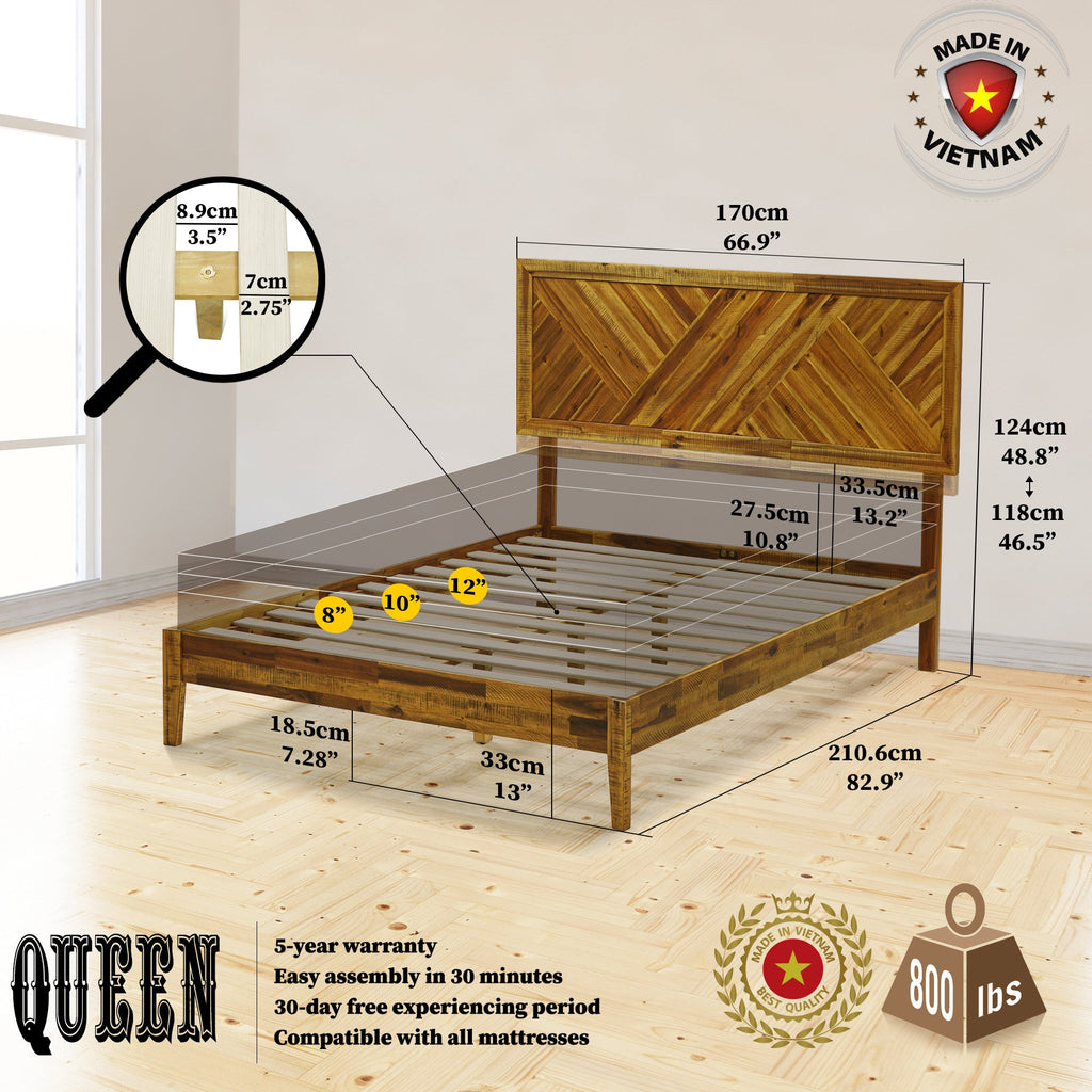 Acacia Sierra Deluxe Solid Wood Bed Frame