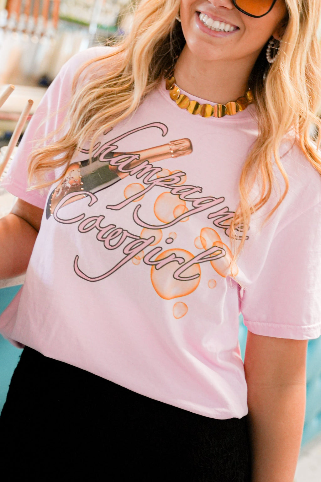 GINA CHAMPAGNE COWGIRL TEE
