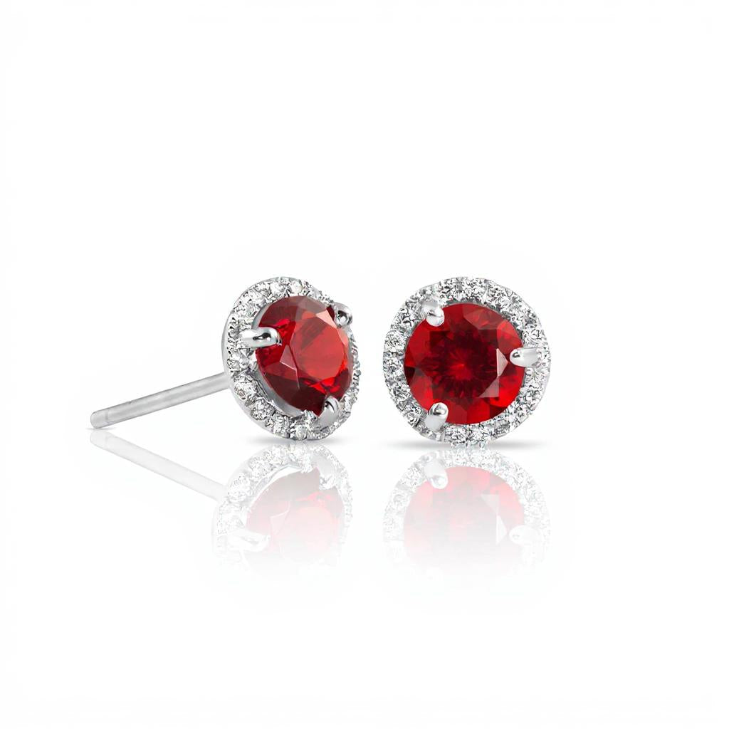 "Endless Love Collection" 14K gold w/ Diamond Halo Cremation Earrings Portuguese Cut 5.5mm
