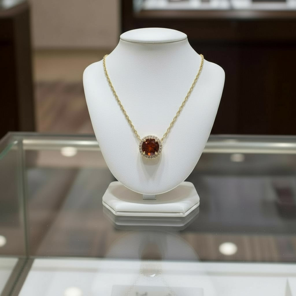 "Endless Love Collection" 14k Gold w/ Diamond Halo Portuguese Cut Cremation Pendant 5.5mm w/chain