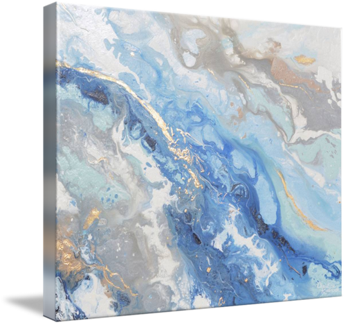 "Found Solace II" GICLEE PRINT Art Modern Blue White Abstract Painting Gold Leaf Coastal Beach