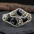 “Pyrite calls in the wealth, Obsidian guards it—abundance protected.” Custom Wire Wrapped Pyrite And Black Obsidian Dual Stone bracelet