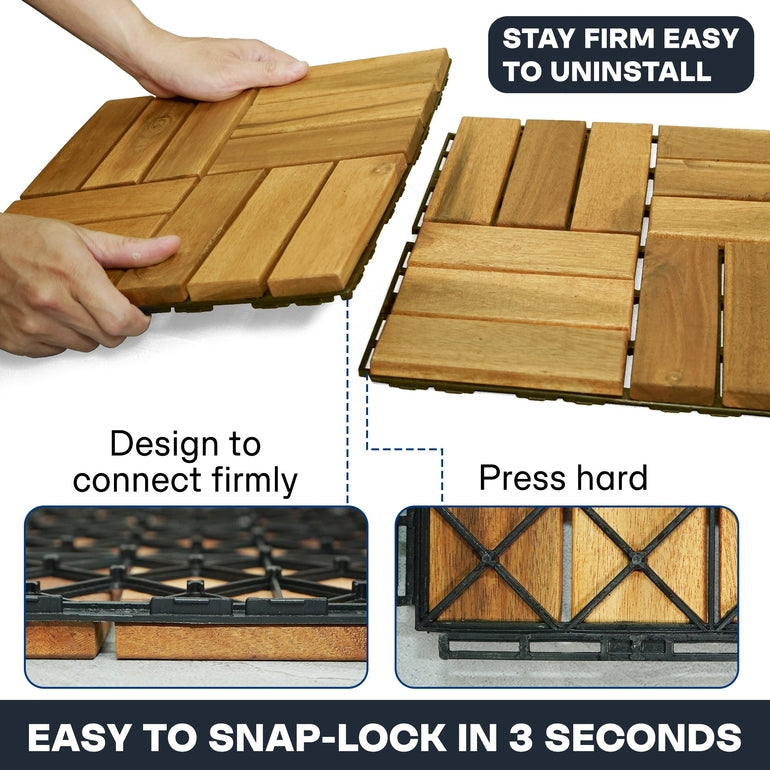 Tranquillo Solid Wood Premium Deck Tiles set 10 for Stylish Outdoor Spaces