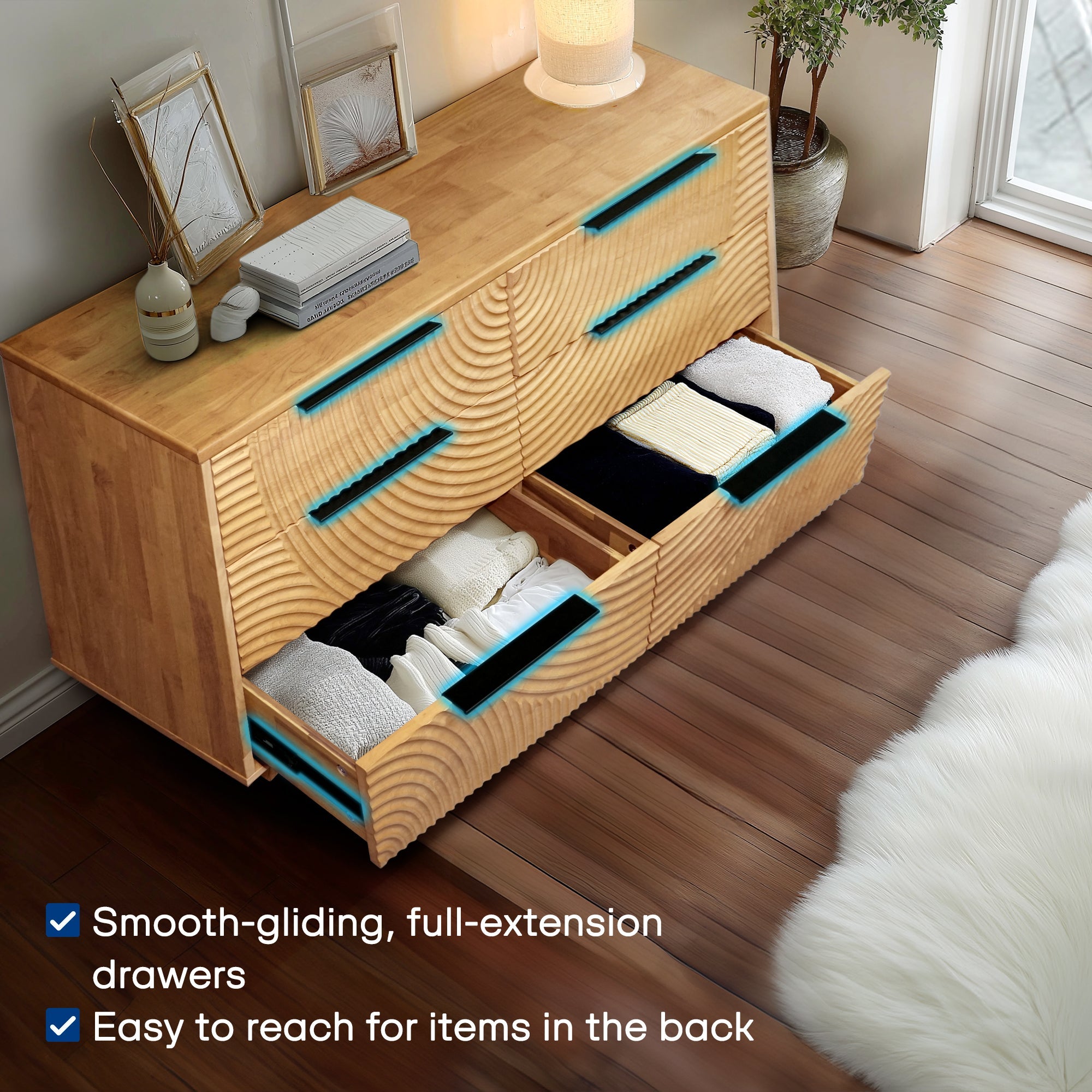 Acacia Harmony Dresser with 6 Drawers for Stylish Storage