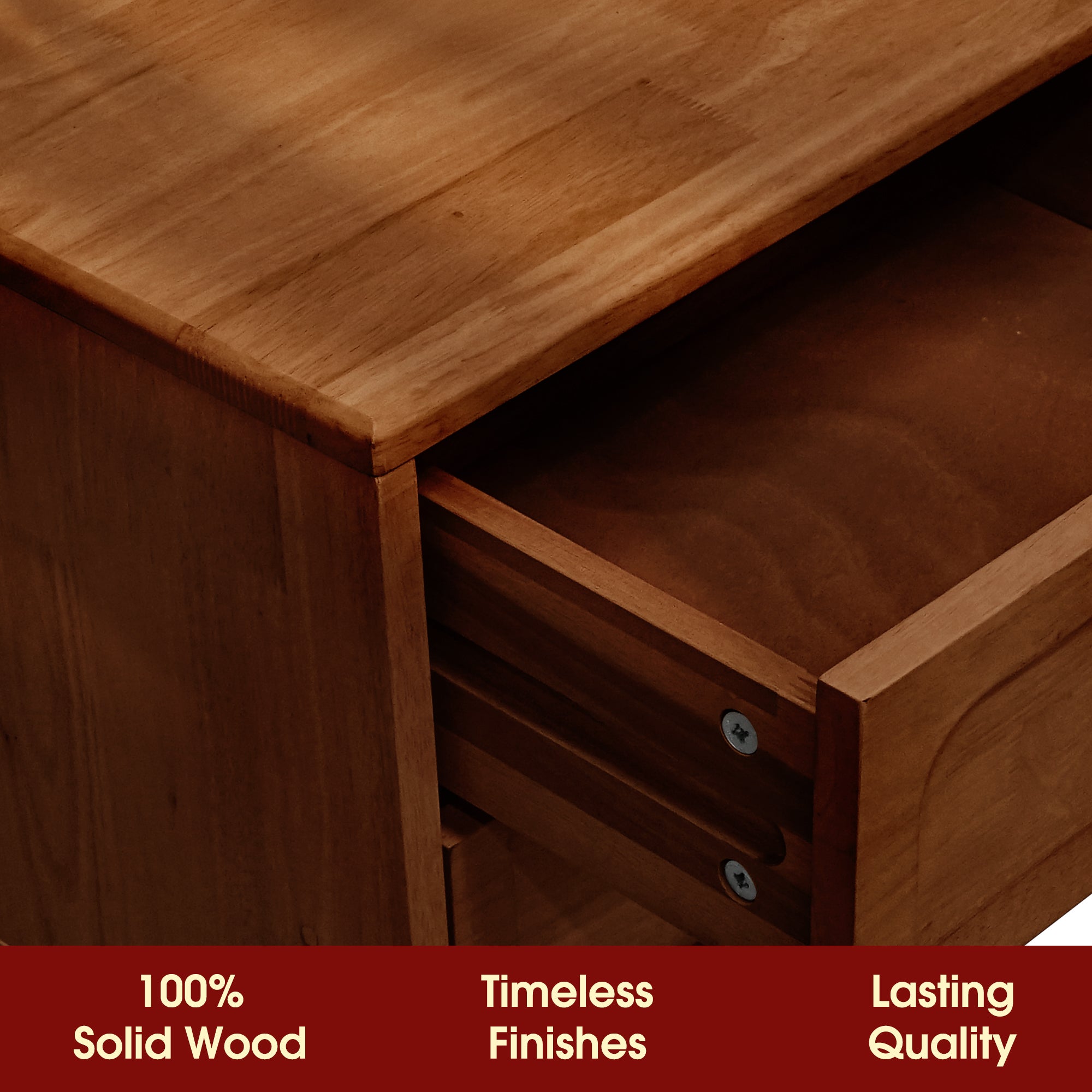 Acacia Savana Mid-Century 2 - Drawer Solid Wood Nightstand