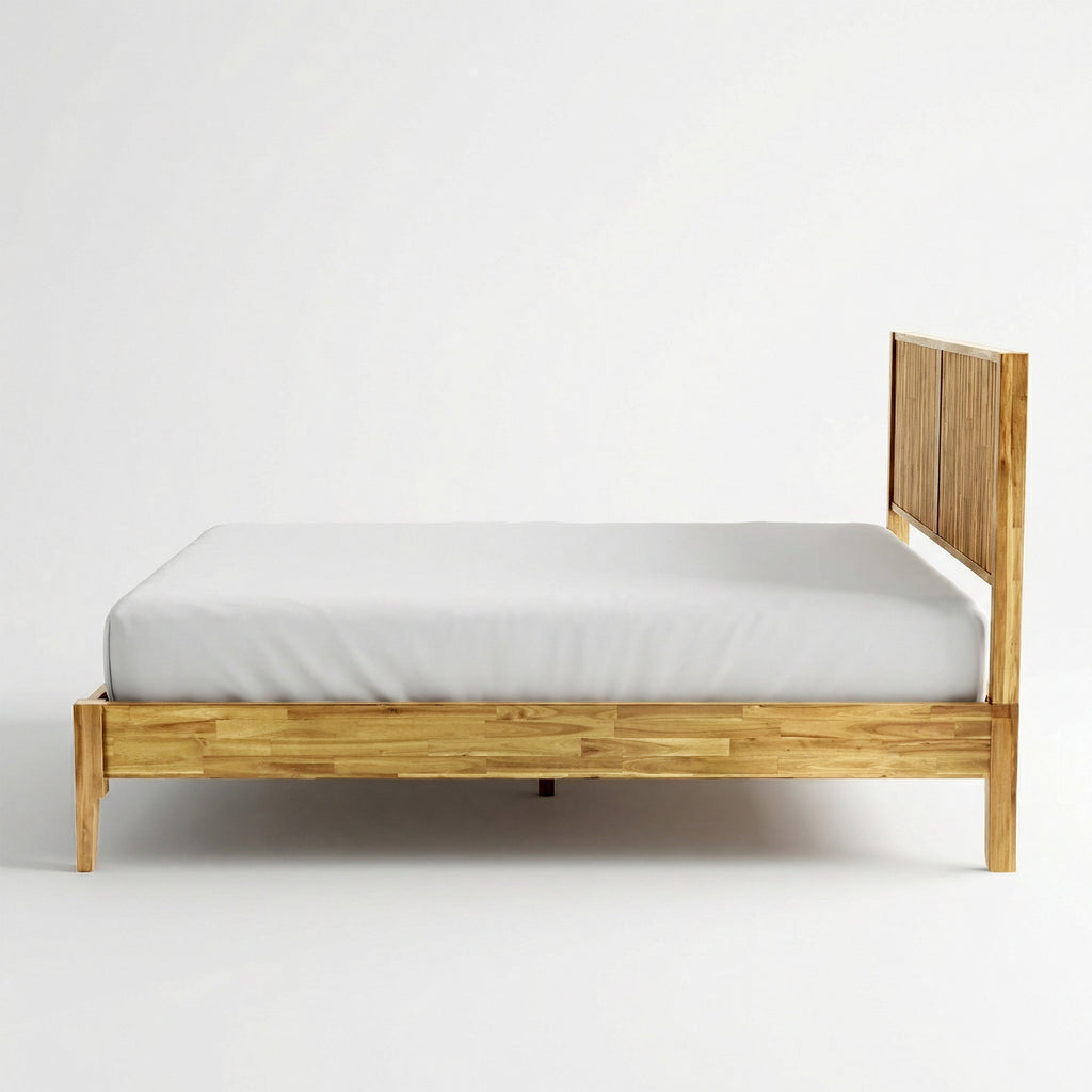 Megsu Bosk Acacia Wood Bed Frame with Headboard