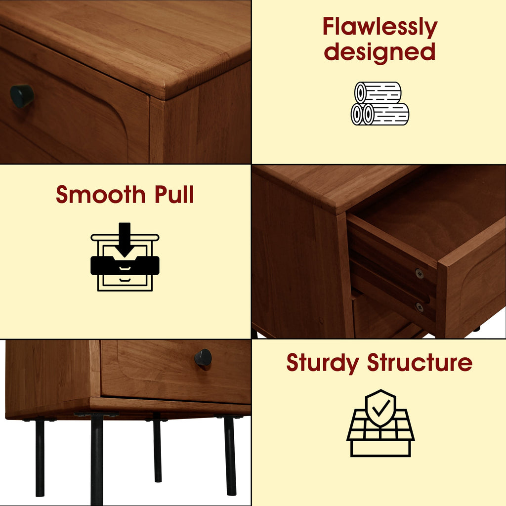 Acacia Savana Mid-Century 2 - Drawer Solid Wood Nightstand