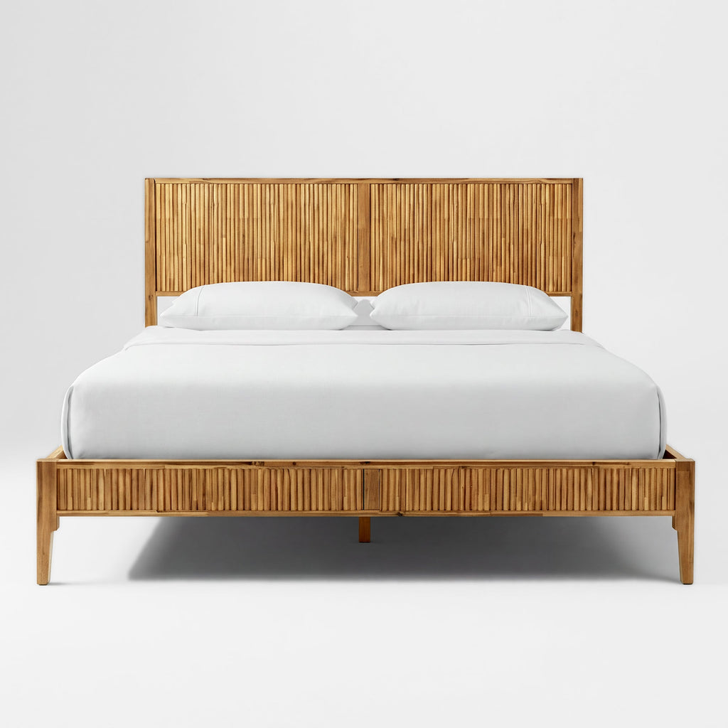 Megsu Bosk Acacia Wood Bed Frame with Headboard