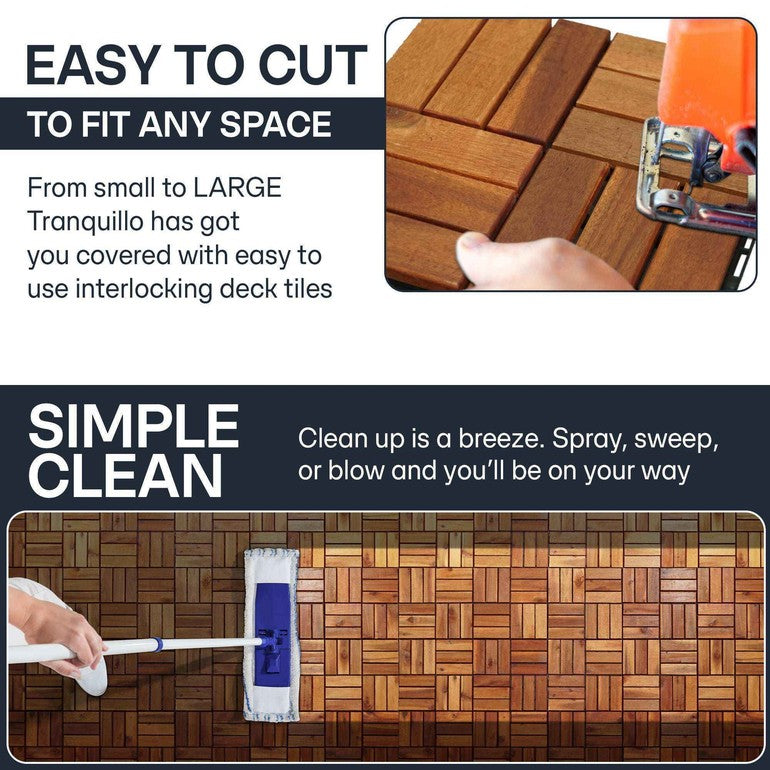 Tranquillo Solid Wood Premium Deck Tiles set 10 for Stylish Outdoor Spaces
