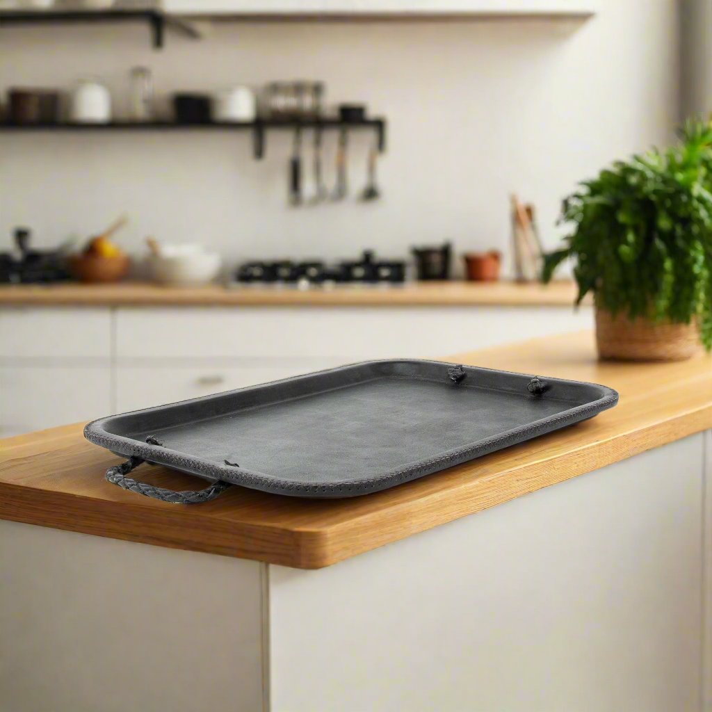 Hermana | 16” Serving Tray with Embroidered Handles