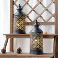  Set of 2-10.5" H Metal Table Lamps (Square Pattern)