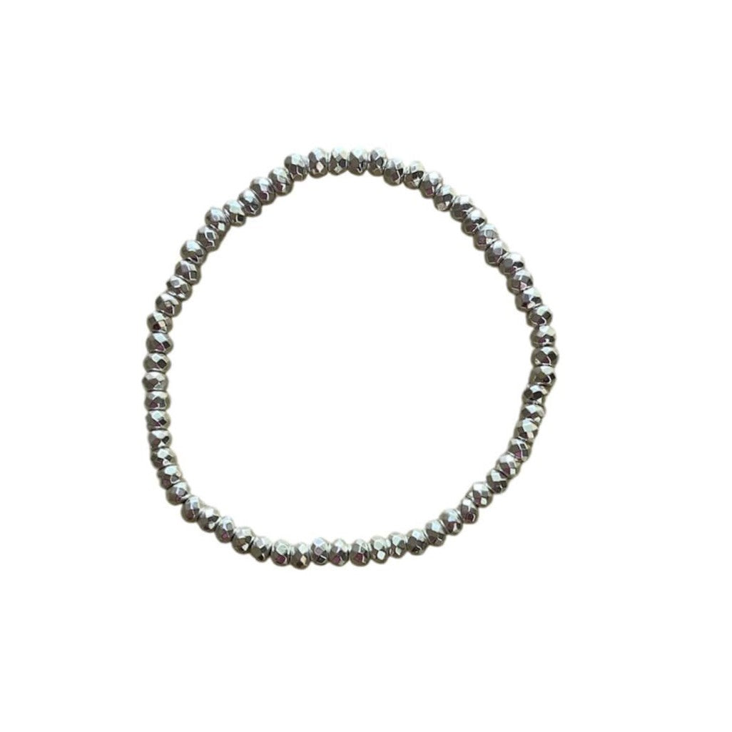 Hematite Bracelet 4 mm Faceted Rondelle Beads– Grounding Protection with Elegant Sparkle