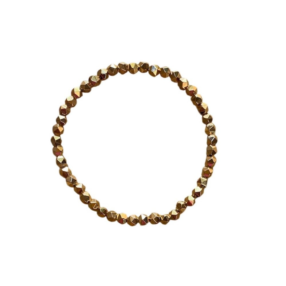 Hematite Bracelet 4 mm Cut Round Beads - Grounding Protection with Elegant Precision