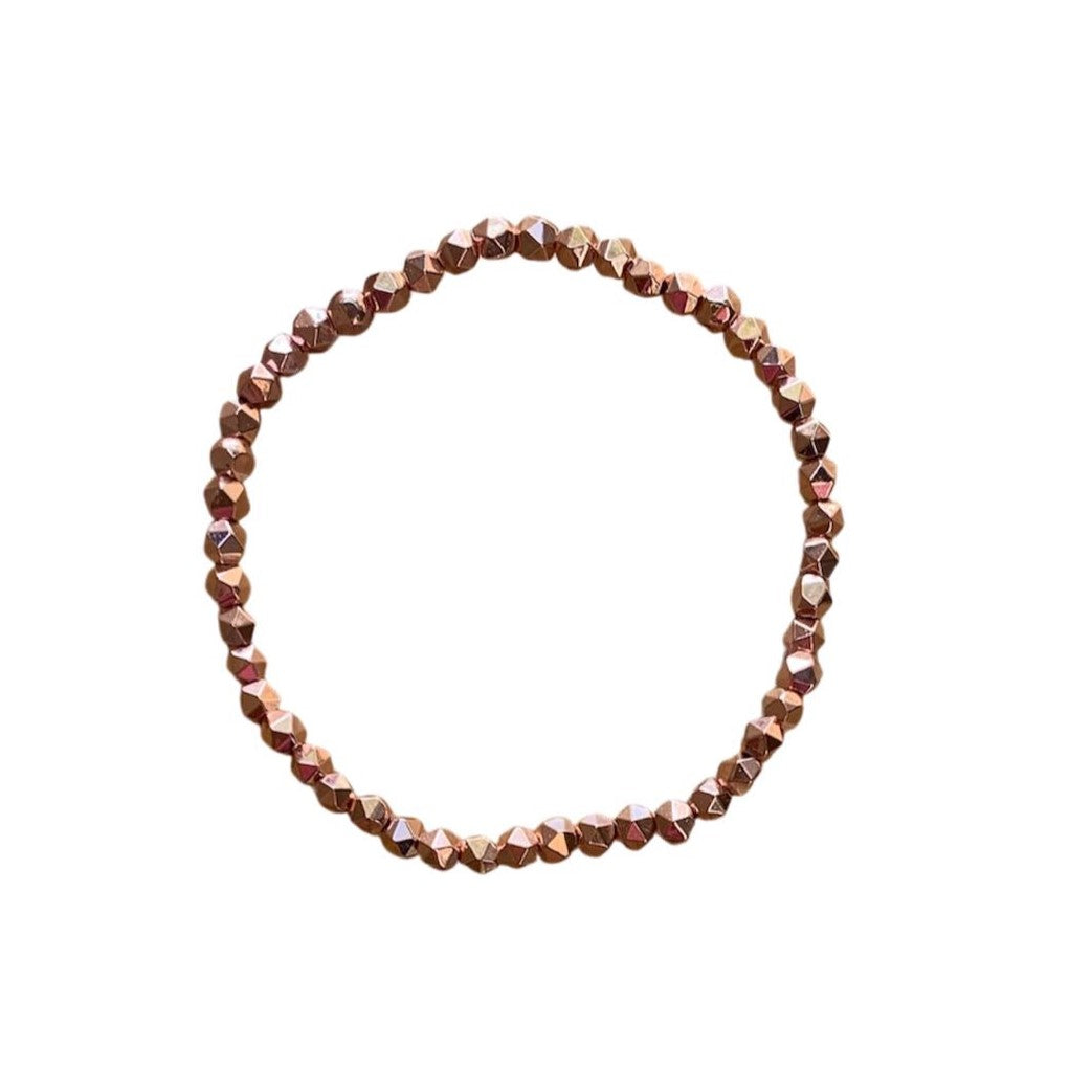 Hematite Bracelet 4 mm Cut Round Beads - Grounding Protection with Elegant Precision