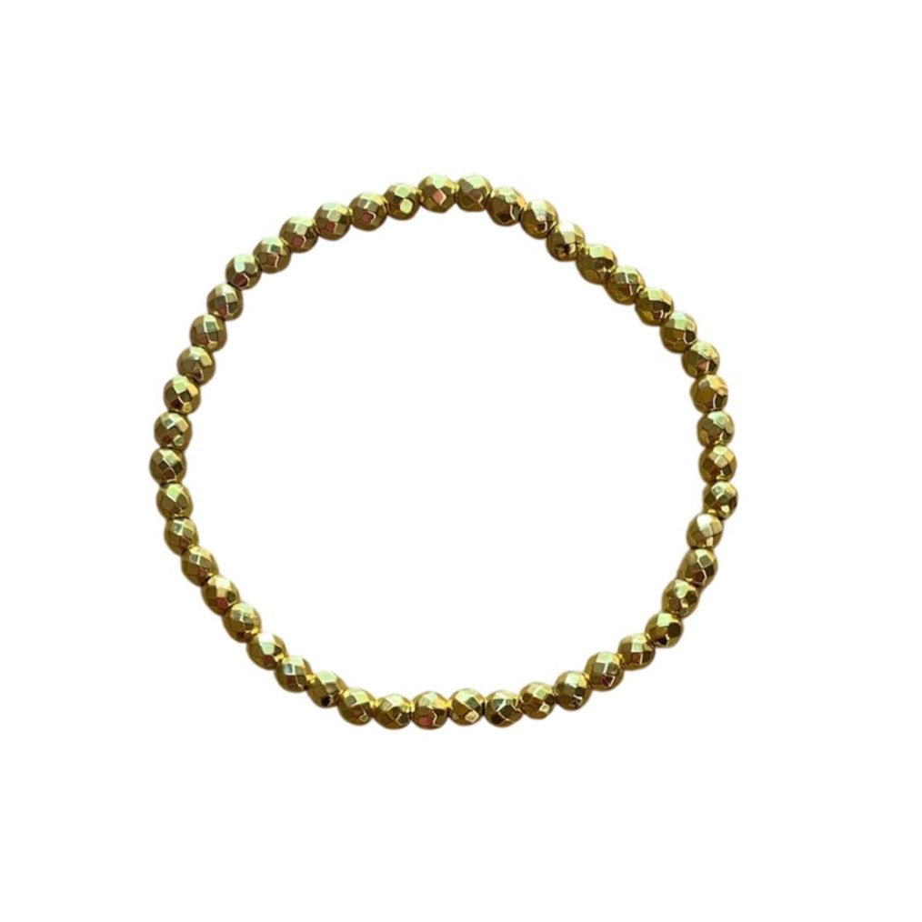 Hematite Bracelet 4 mm Faceted Round Beads - Sparkling Grounding Energy with Elegant Design