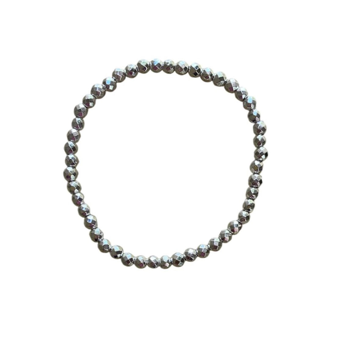 Hematite Bracelet 4 mm Faceted Round Beads - Sparkling Grounding Energy with Elegant Design
