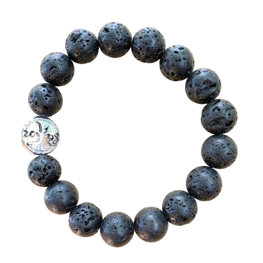 Black Lava Bracelet  Round Beads 2 Sizes