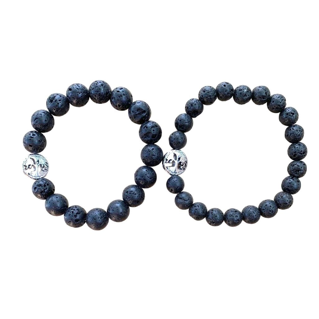 Black Lava Bracelet  Round Beads 2 Sizes