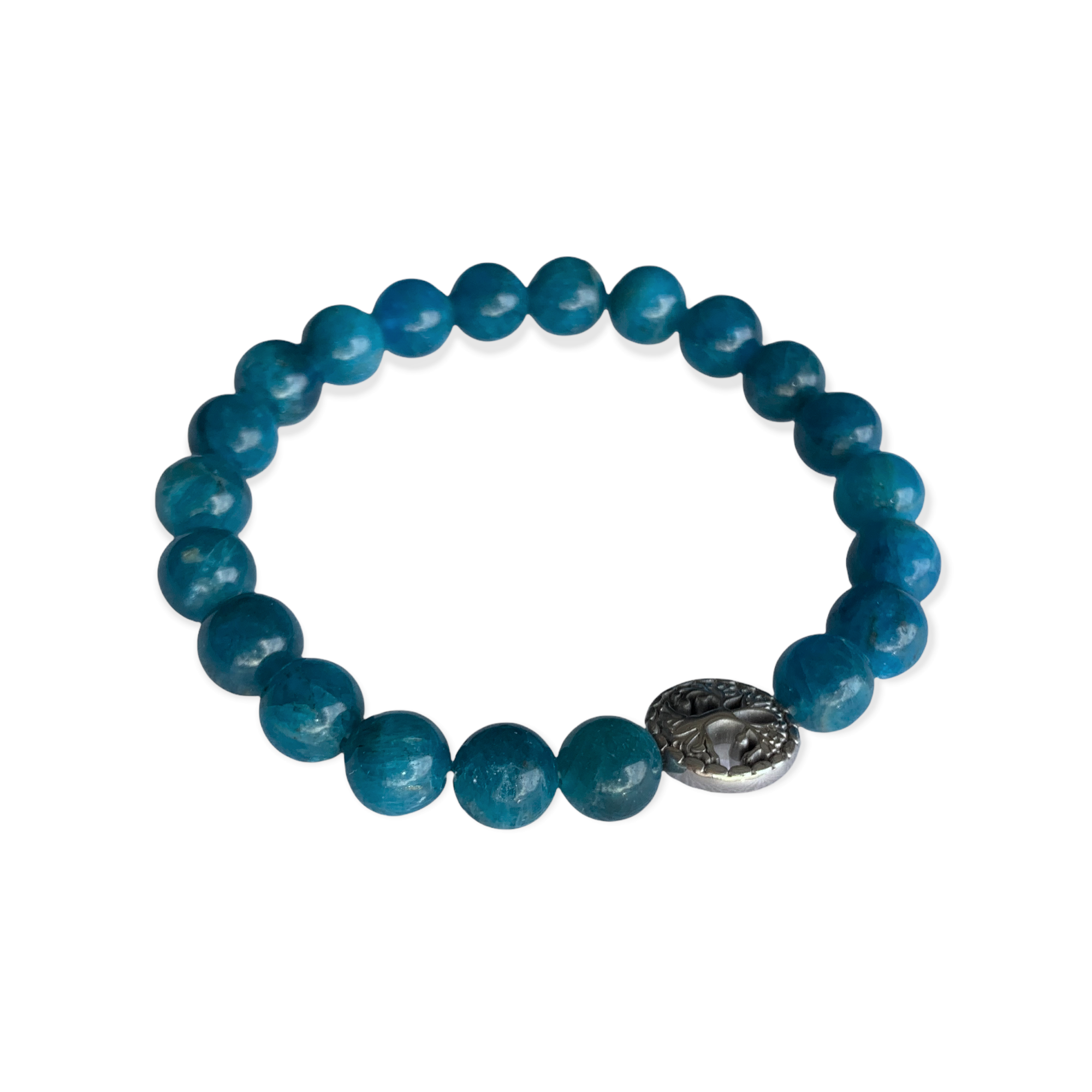 Blue Apatite Bracelet 8 mm Round Beads