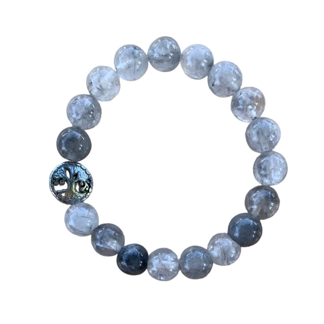 Cloudy Quartz Bracelet 10 mm Round Beads