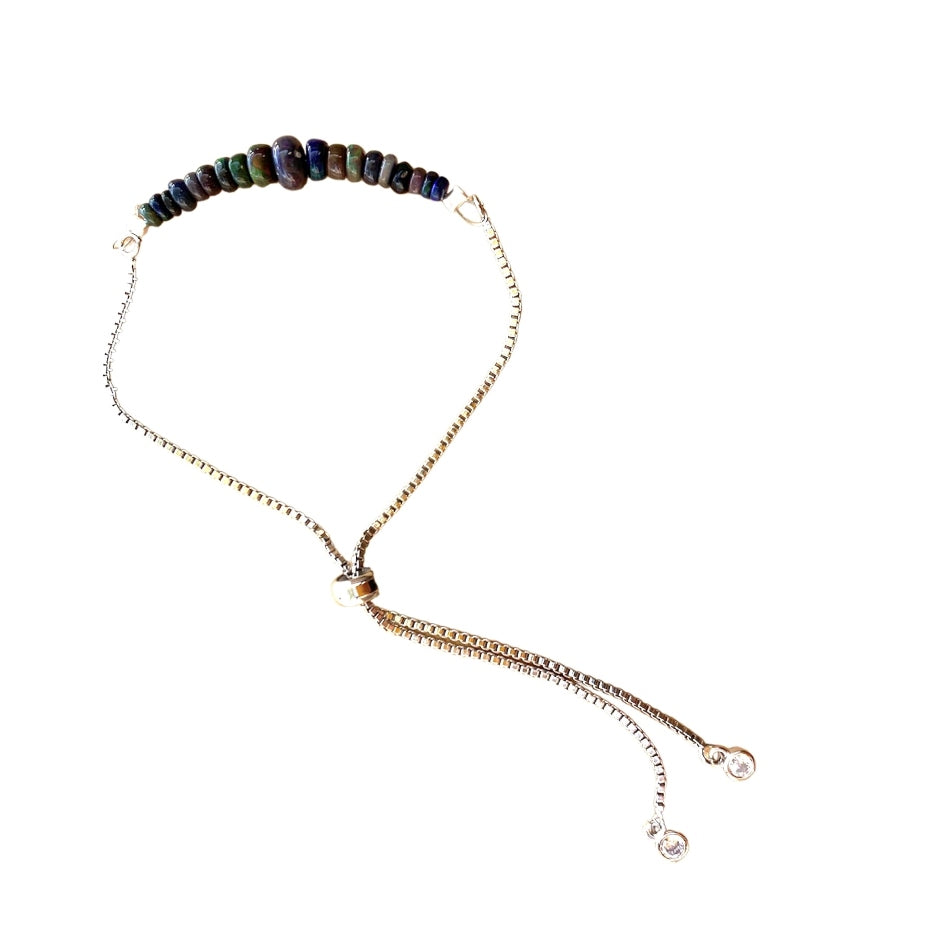 Ethiopian Opal Graduated Bar Bracelet with Adjustable Chain (October)