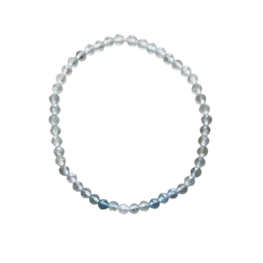 Aqumarine Bracelet 4 mm Faceted Round Beads – Calming and Serenity