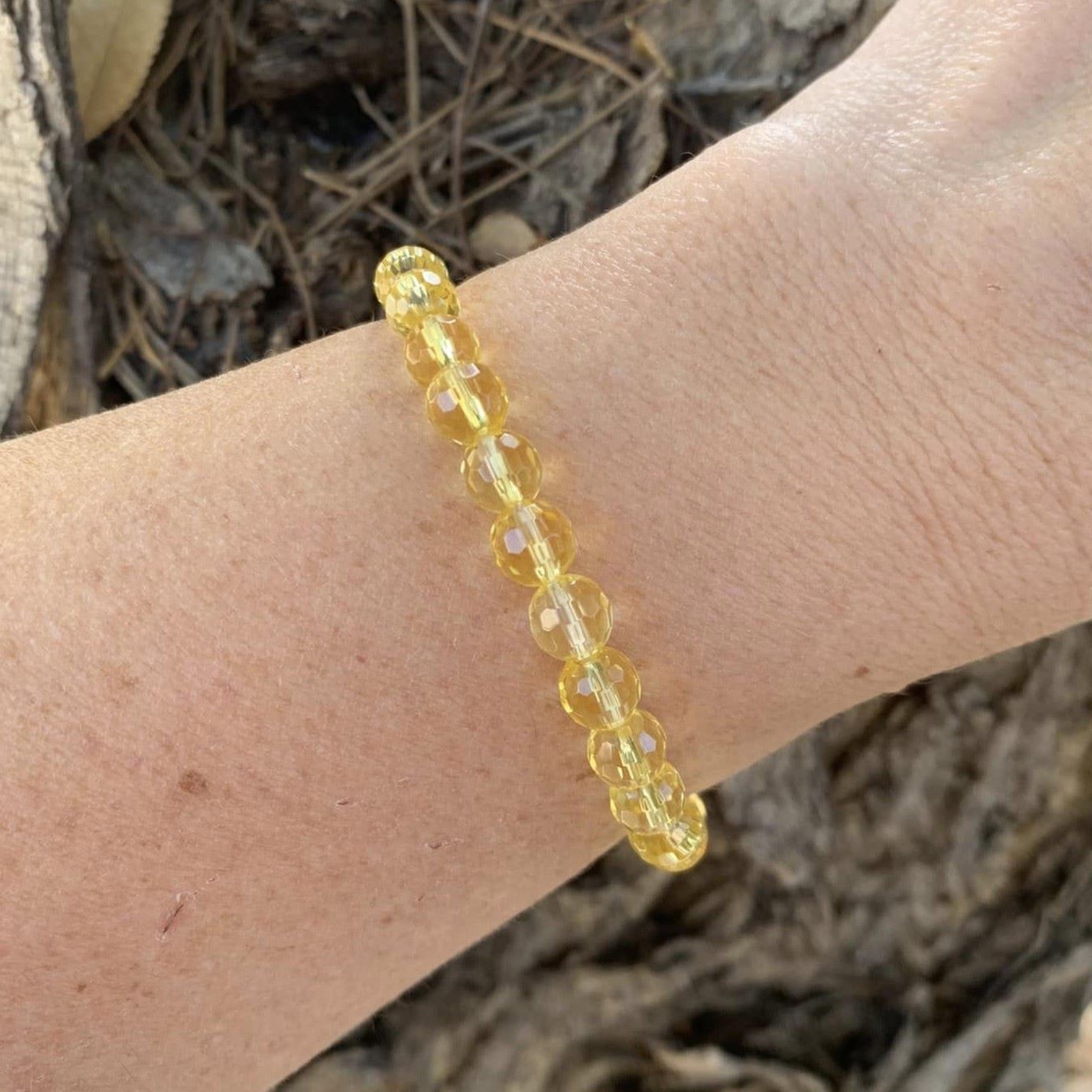 Citrine Bracelet 6 mm Faceted Round Beads – Abundance and Cheer