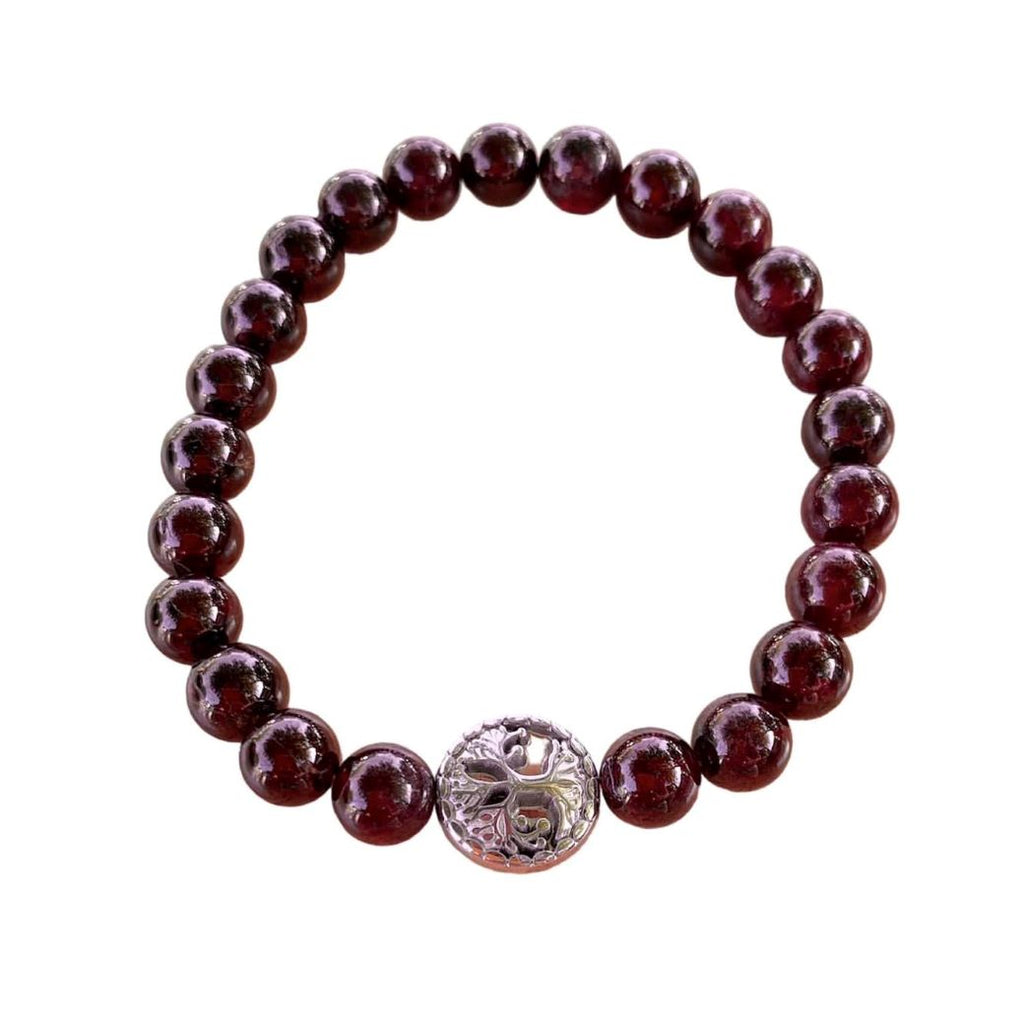 Garnet Bracelet 8 mm Round Beads