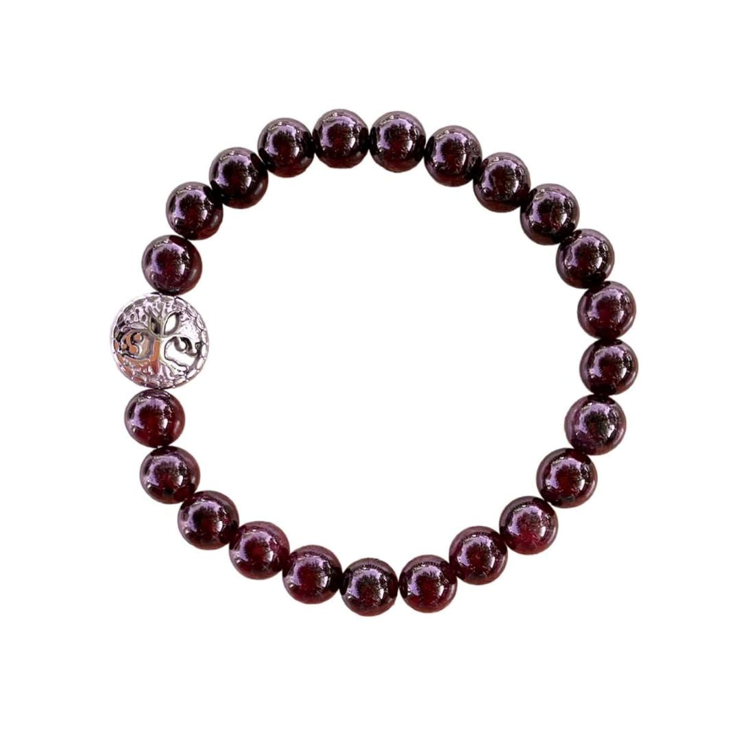 Garnet Bracelet 8 mm Round Beads