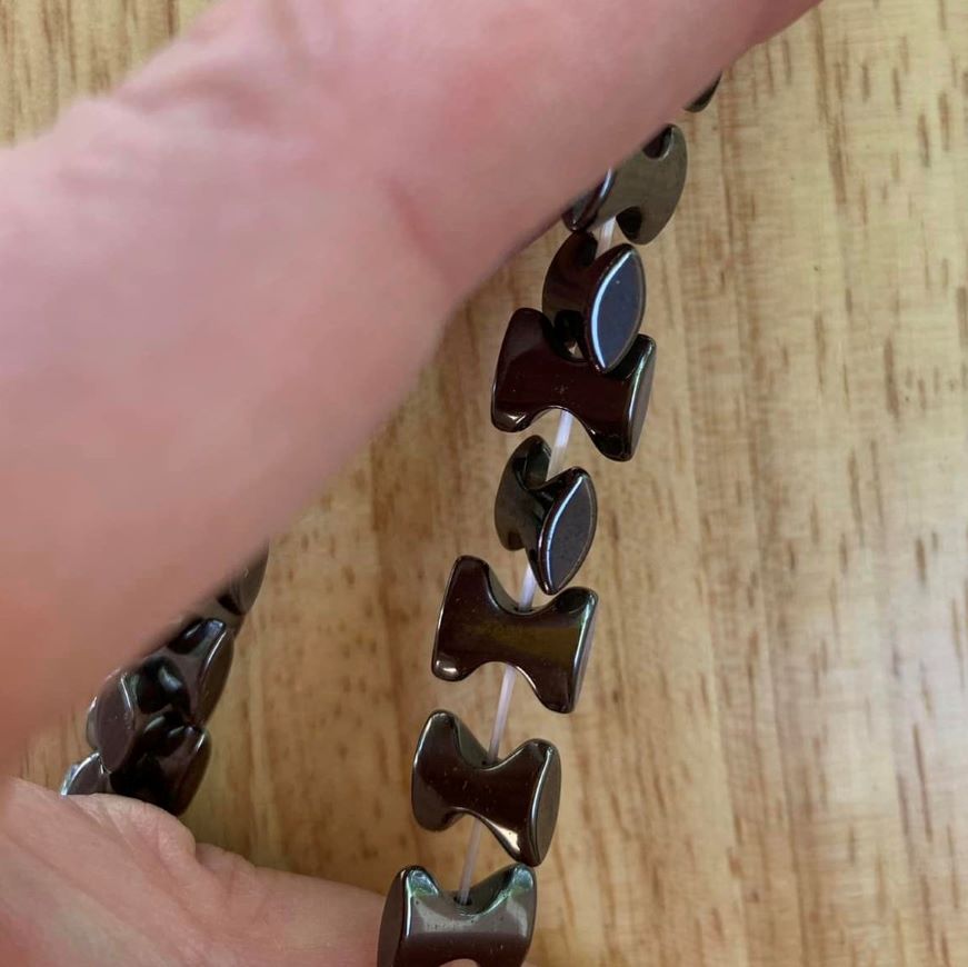 Hematite Bracelet 9 mm Bowtie Beads
