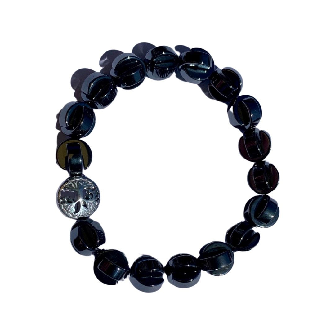 Hematite Bracelet 10 mm Chomper Beads