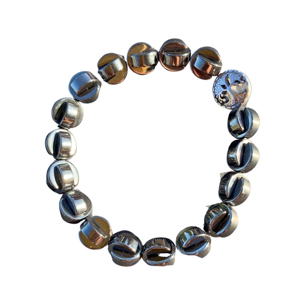 Hematite Bracelet 10 mm Chomper Beads